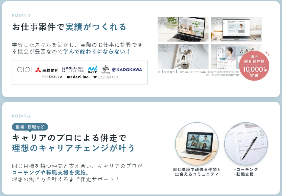 SHElikesの仕事にするサポート