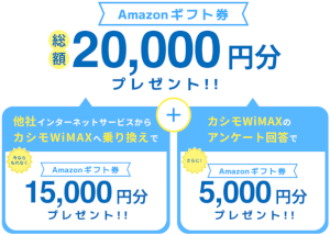 カシモWiMAX公式のAmazonギフト券キャンペーン