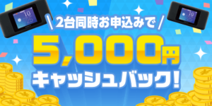 2台同時お申込みで5,000円キャッシュバック
