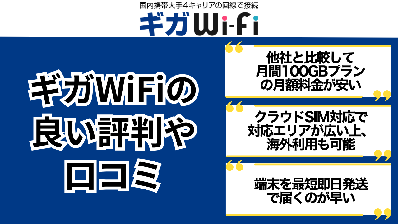 ギガWiFiの良い評判や口コミ