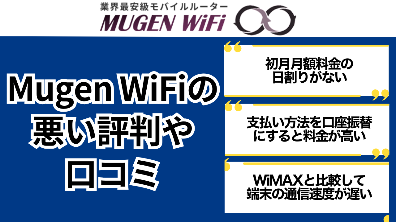 Mugen WiFiの悪い評判・口コミ