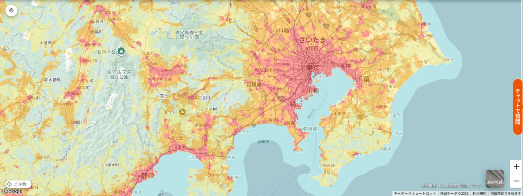 auの5Gサービス提供エリアマップ
